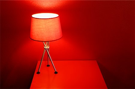 end table lamp - Red Lamp in Red Room Stock Photo - Rights-Managed, Code: 700-01296312