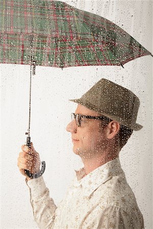 raindrop window - Portrait of Man With Umbrella Stock Photo - Rights-Managed, Code: 700-01296607