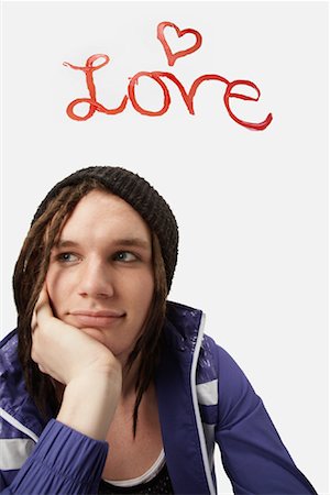 dreads teen - Man Thinking with Love above his Head Stock Photo - Rights-Managed, Code: 700-01296632