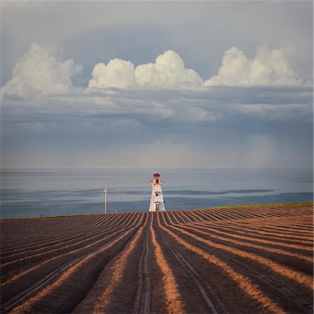 pei not people - Lighthouse by Field, Cape Tryon, Prince Edward Island, Canada Stock Photo - Rights-Managed, Code: 700-01344417