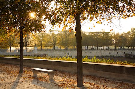 park bench nobody - Park at Sunset, Paris, France Stock Photo - Rights-Managed, Code: 700-01344860