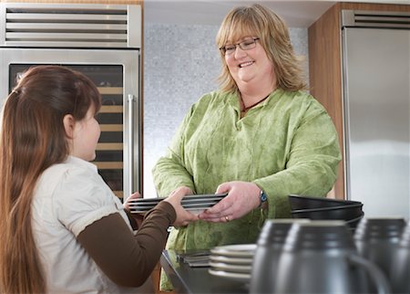 picture of fat women in their kitchen - Girl Helping Mother with Dishes Stock Photo - Rights-Managed, Code: 700-01345052