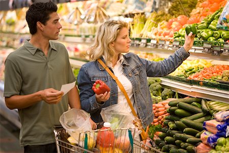 shopping cart man food - Couple Grocery Shopping Stock Photo - Rights-Managed, Code: 700-01380851