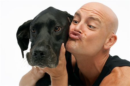 Portrait d'homme avec chien Photographie de stock - Rights-Managed, Code: 700-01429195