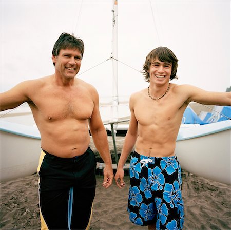 power boating - Father and Son with Catamaran Stock Photo - Rights-Managed, Code: 700-01459111