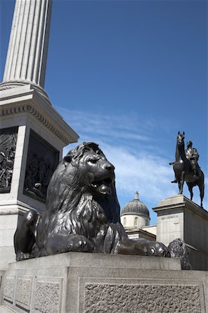 Lion and Nelson's Column, Trafalgar Square, London, England Stock Photo - Rights-Managed, Code: 700-01540997