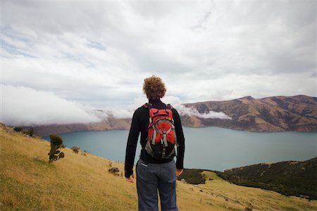 Hiker, Banks Peninsula, New Zealand Stock Photo - Rights-Managed, Code: 700-01579498