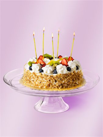 fruit birthday cake with candles - Birthday Cake Stock Photo - Rights-Managed, Code: 700-01571803