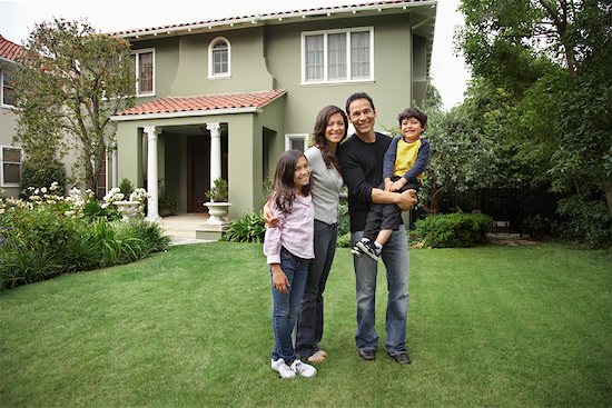 Portrait of Family in Front of House Stock Photo - Premium Rights-Managed, Artist: Mark Leibowitz, Image code: 700-01585855