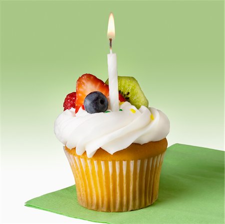 fruit birthday cake photo - Birthday Cupcake Stock Photo - Rights-Managed, Code: 700-01586798