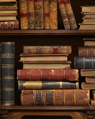 stacking wood - Antique Books on Bookshelf Stock Photo - Rights-Managed, Code: 700-01595869