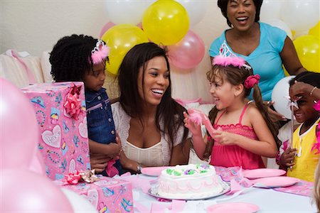 excited african american with friends - Child's Birthday Party Stock Photo - Rights-Managed, Code: 700-01630435