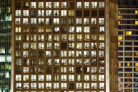 skyscraper windows night - Office Building at Night Stock Photo - Rights-Managed, Code: 700-01632827