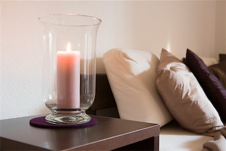 Candle on Side Table Stock Photo - Rights-Managed, Code: 700-01633166
