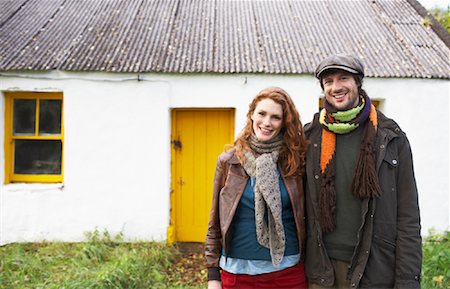 rural scene autumn in ireland - Portrait of Couple by Barn, Ireland Stock Photo - Rights-Managed, Code: 700-01694898