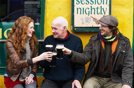 drinking pints old - Couple and Man by Pub, Ireland Stock Photo - Rights-Managed, Code: 700-01694912