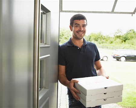 standing at front door - Pizza Delivery Stock Photo - Rights-Managed, Code: 700-01716492