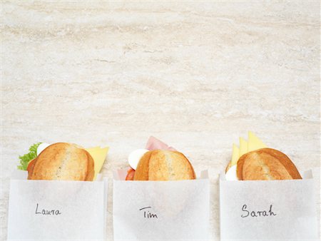 Three Sandwiches in Paper Bags Foto de stock - Con derechos protegidos, Código: 700-01716556