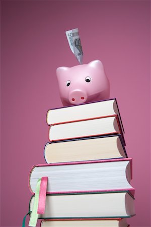 pig bank - Piggy Bank on top of Stack of Books Stock Photo - Rights-Managed, Code: 700-01716852