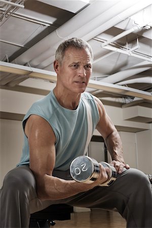 Mature Man Lifting Weights Stock Photo - Rights-Managed, Code: 700-01717072