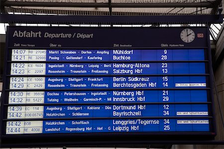 emploi du temps - Arrivées et départs Board, gare centrale de Munich, Munich, Allemagne Photographie de stock - Rights-Managed, Code: 700-01764785