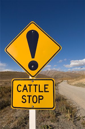 Sign by Dirt Road, Mackenzie Basin, Canterbury, New Zealand Stock Photo - Rights-Managed, Code: 700-01765128