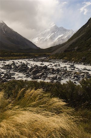 Valley and Mountains, Hooker Valley, Canterbury, New Zealand Stock Photo - Rights-Managed, Code: 700-01765153