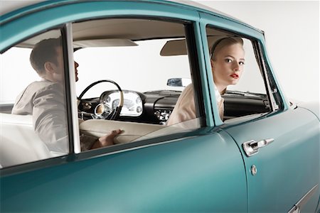 drive old car - Couple en 1957 Dodge Regent Photographie de stock - Rights-Managed, Code: 700-01828764