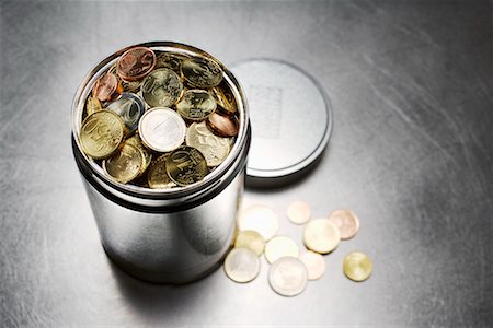 euro coins canister - Canister of Euros Stock Photo - Rights-Managed, Code: 700-01837725