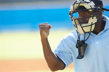 Baseball Umpire Calling Strike Foto de stock - Direito Controlado, Número: 700-01838402