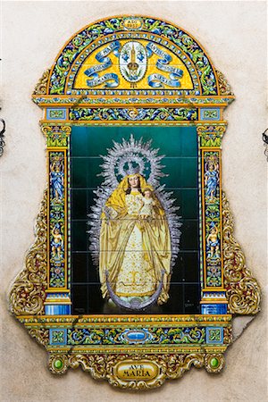 seville (city) - Painted Religious Tile, Seville, Spain Stock Photo - Rights-Managed, Code: 700-01879836