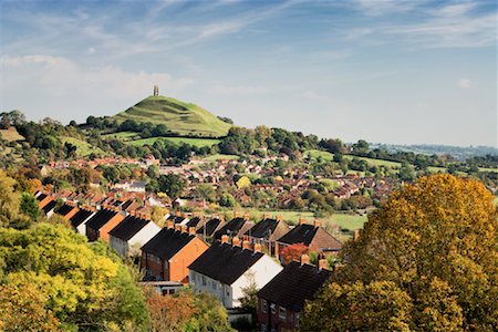 somerset - Overview of Town, Glastonbury, Somerset, England Foto de stock - Con derechos protegidos, Código: 700-01880335