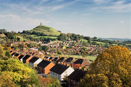 somerset - Vue d'ensemble de la ville, Glastonbury, Somerset, Angleterre Photographie de stock - Rights-Managed, Code: 700-01880335