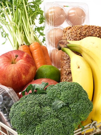 fruit and vegetables - Groceries in Basket Stock Photo - Rights-Managed, Code: 700-01955818