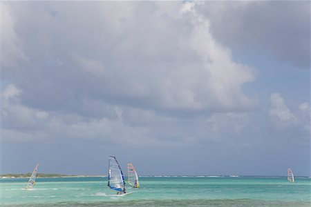 Windsurfers on Water, Bonaire, Netherlands Antilles Stock Photo - Rights-Managed, Code: 700-01993335