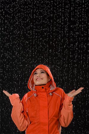 raincoat hood - Woman in Rain Stock Photo - Rights-Managed, Code: 700-02010526