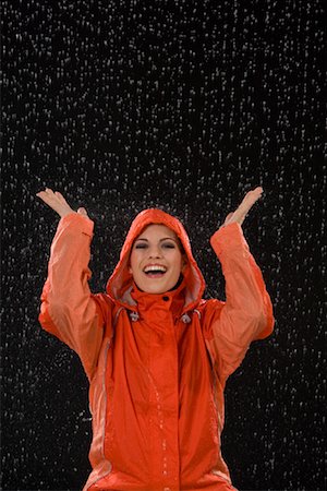 raincoat hood - Woman in Rain Stock Photo - Rights-Managed, Code: 700-02010529
