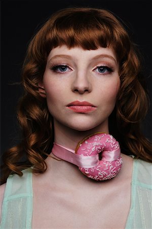 still life odd - Portrait of Woman with Donut Necklace Stock Photo - Rights-Managed, Code: 700-02010636