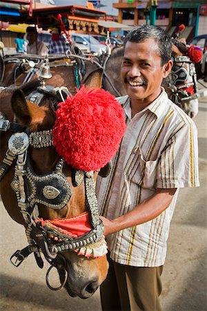 Porträt des Mannes mit Pferd, Bukittinggi, Sumatra, Indonesien Stockbilder - Lizenzpflichtiges, Bildnummer: 700-02046586