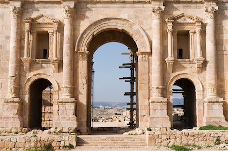 roman ruins middle east - Hadrian's Arch, Jerash, Jordan Stock Photo - Rights-Managed, Code: 700-02046752