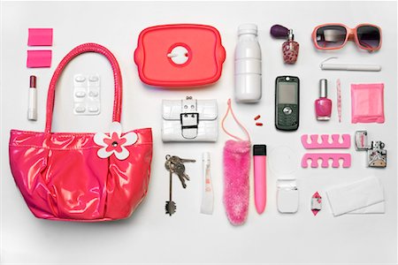 post it - Still Life of Purse and It's Contents Stock Photo - Rights-Managed, Code: 700-02055610