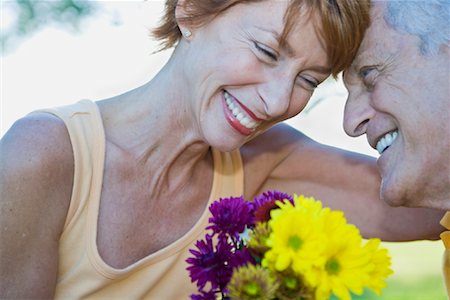 Portrait of Senior Couple With Flowers Stock Photo - Rights-Managed, Code: 700-02056606