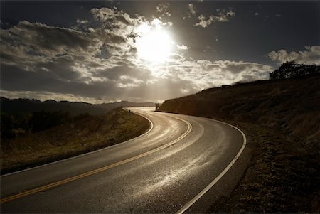 Courbes de route au coucher du soleil, du Nord de la Californie, Etats-Unis Photographie de stock - Rights-Managed, Code: 700-02063891