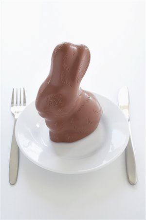 plate knife and fork outline - Chocolate Bunny Stock Photo - Rights-Managed, Code: 700-02071337