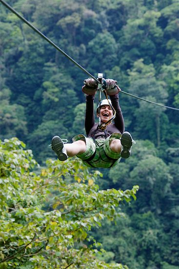 Woman on Zip Line, Arenal Volcano, Alajuela, Costa Rica Photographie de stock - Premium Droits Gérés, Artiste: Jeremy Woodhouse, Le code de l’image : 700-02080161