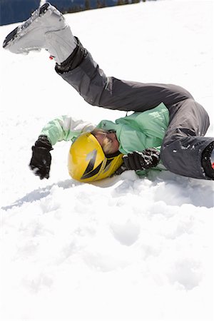slipping - Boy Falling Down on Ski Hill Stock Photo - Rights-Managed, Code: 700-02080284
