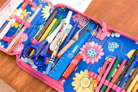 pencil case - Close-up of School Supplies Stock Photo - Rights-Managed, Code: 700-02080333