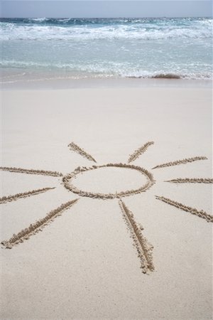 Zeichnung der Sonne am Strand, Washington Slagbaai National Park, Bonaire, Niederländische Antillen Stockbilder - Lizenzpflichtiges, Bildnummer: 700-02080411