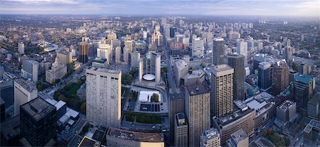 simsearch:700-02428853,k - Toronto Skyline, Looking North towards City Hall from First Canadian Place Tower, Toronto, Ontario, Canada Fotografie stock - Rights-Managed, Codice: 700-02080686