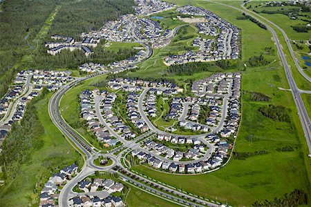 simsearch:700-02080975,k - Aerial View of Residential Area, Calgary, Alberta, Canada Foto de stock - Con derechos protegidos, Código: 700-02080979
